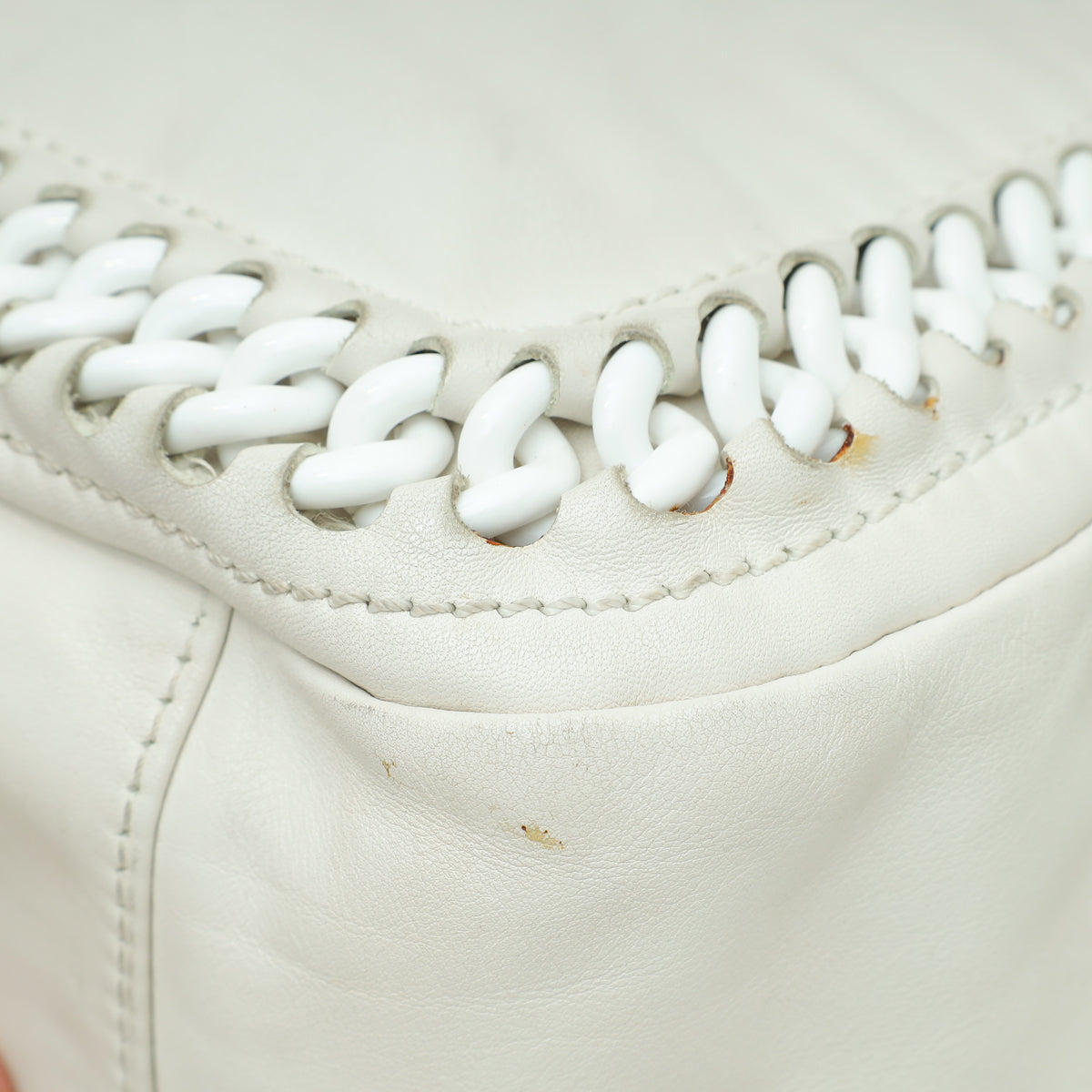 Chanel White CC Luxe Ligne Accordion Flap Bag