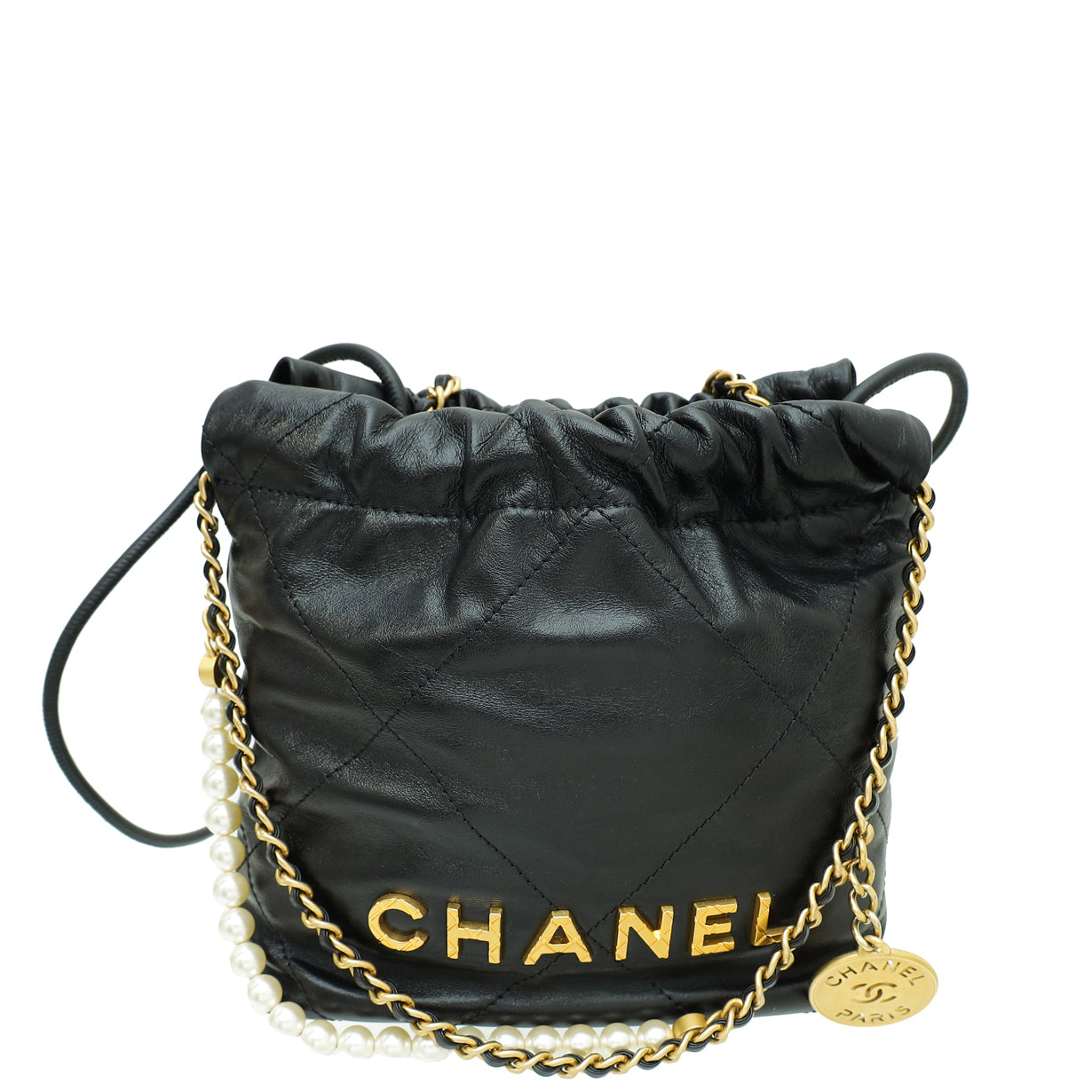 Chanel Black 22 Mini Metallic Calfskin Bag