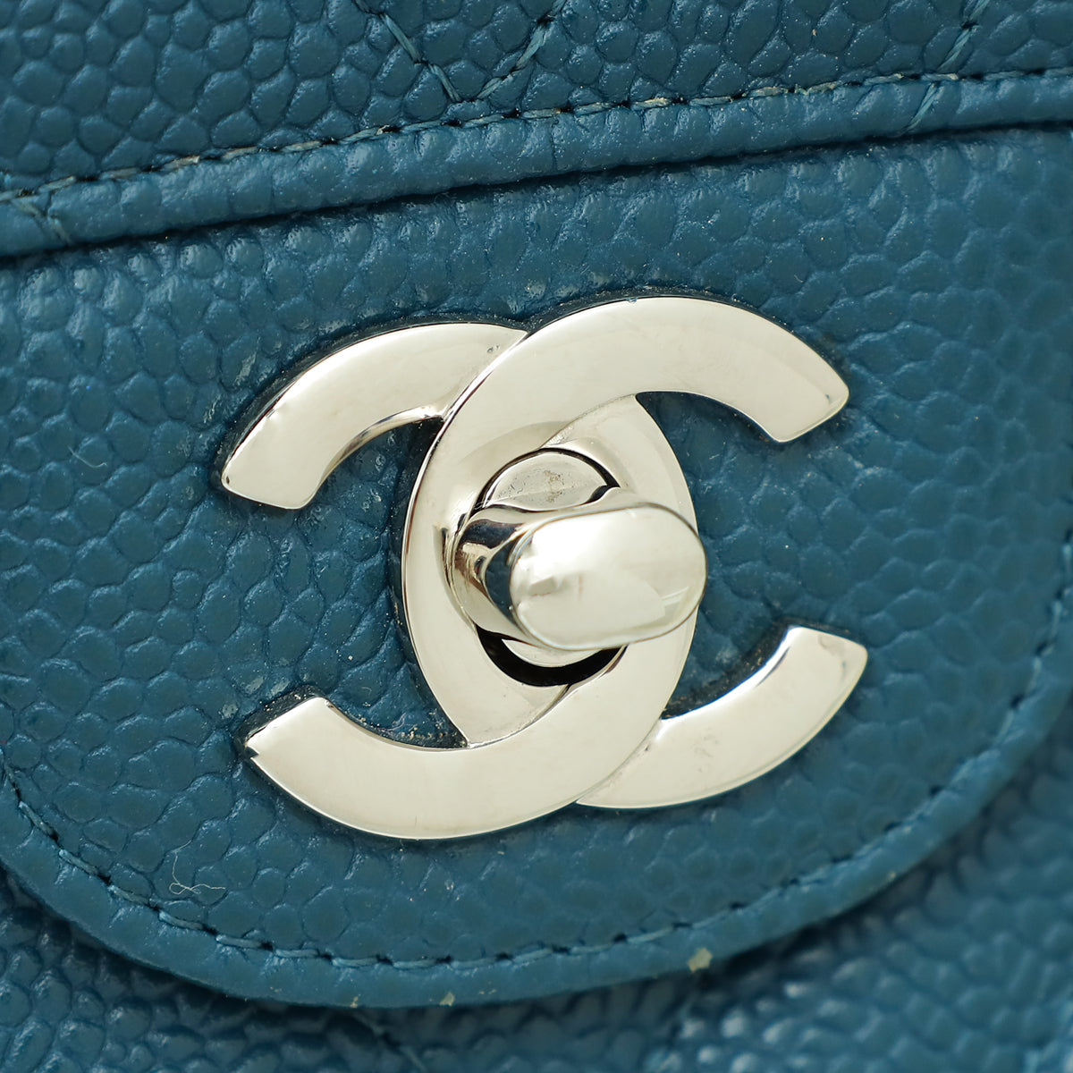 Chanel Teal CC Classic Chevron Double Flap Small Bag