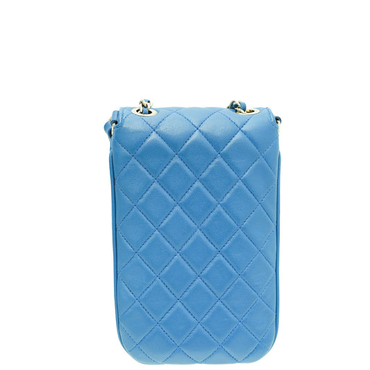 Chanel Blue CC Flap Chain Detail Phone Holder