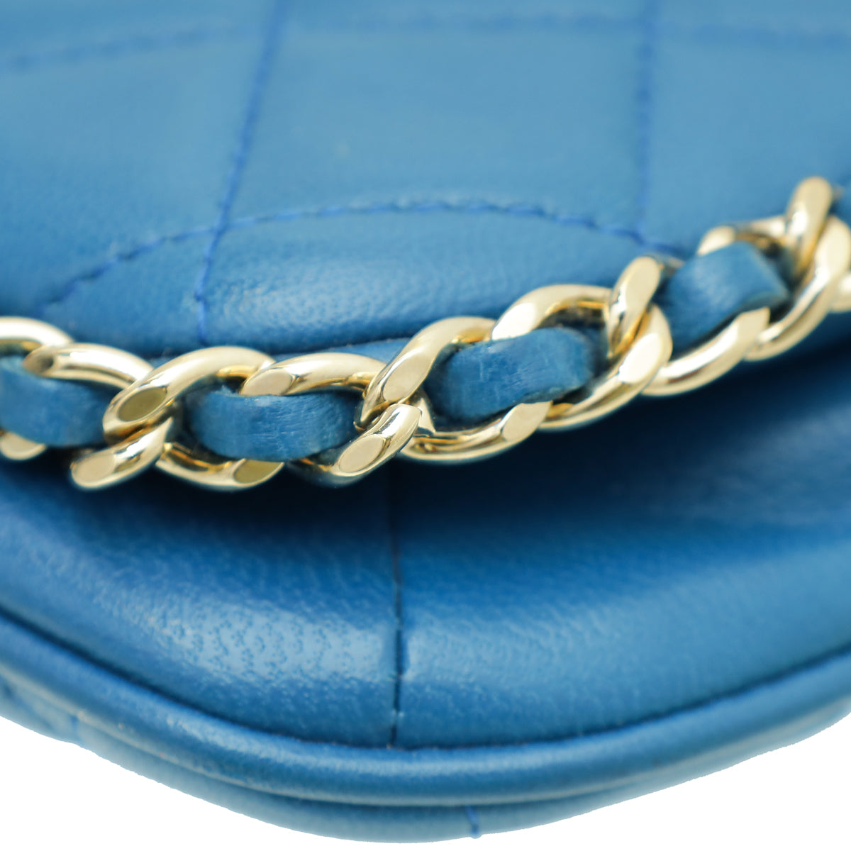 Chanel Blue CC Flap Chain Detail Phone Holder