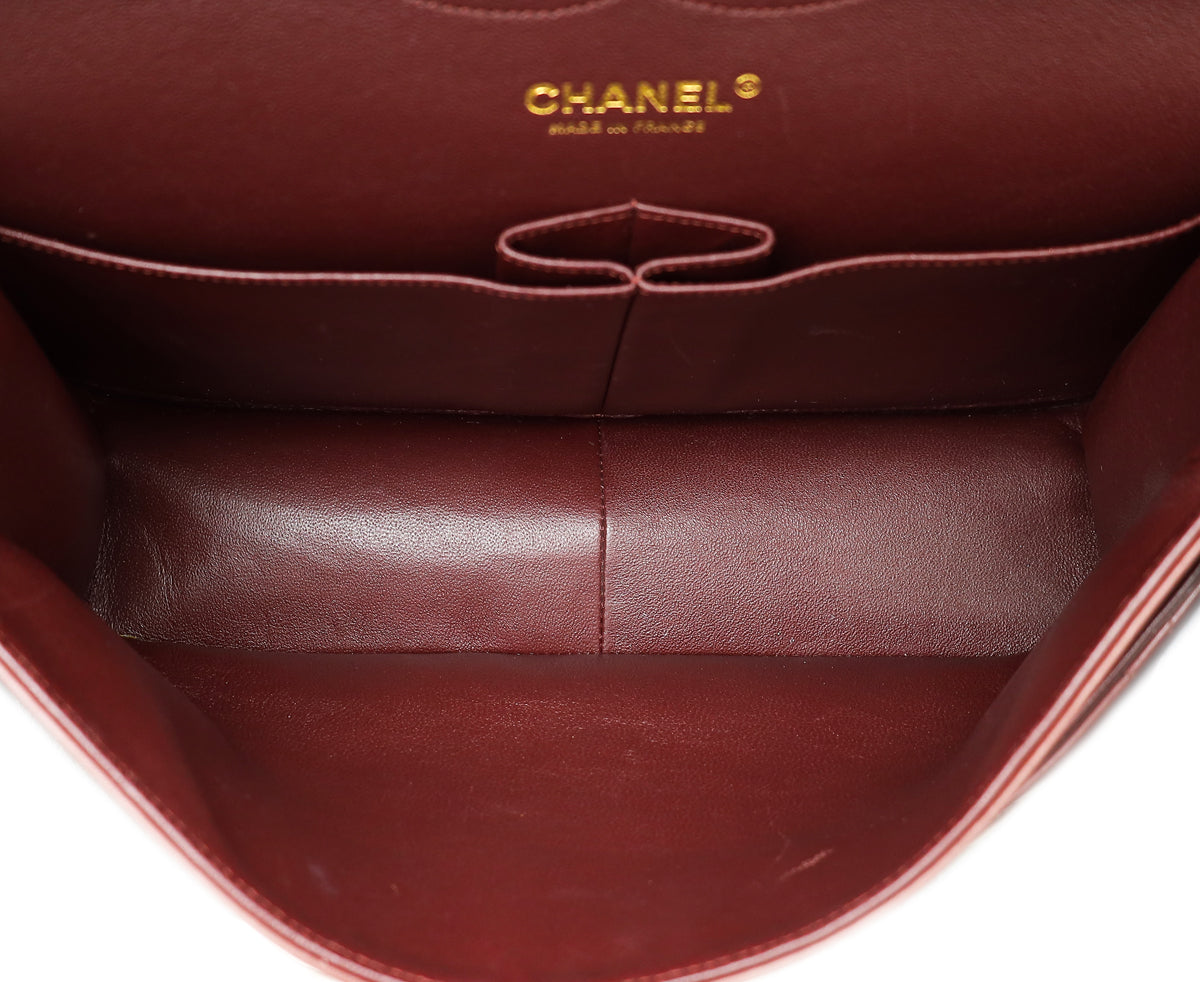 Chanel Burgundy CC Classic Double Flap Jumbo Bag