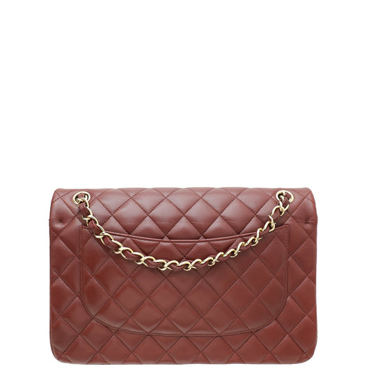 Chanel Burgundy CC Classic Double Flap Jumbo Bag