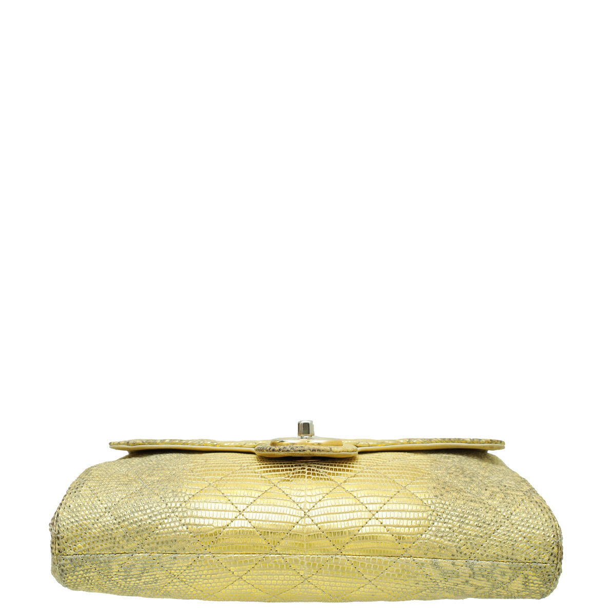 Chanel Gold CC Metallic Lizard Accordion Flap Bag