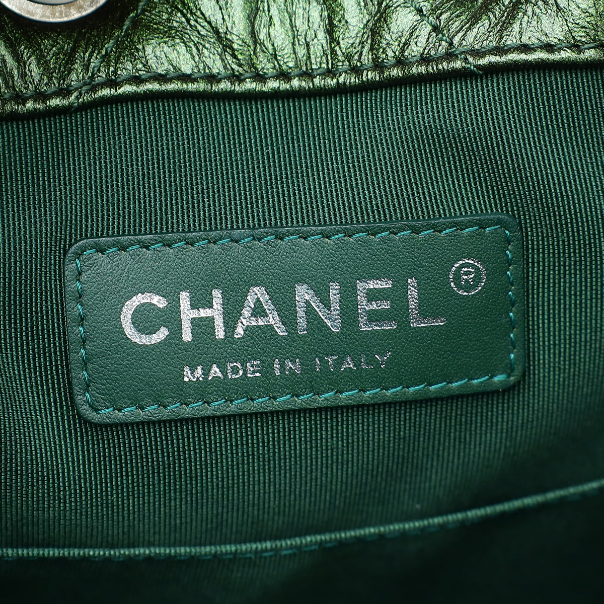 Chanel Metallic Green CC Gabrielle Small Backpack Bag