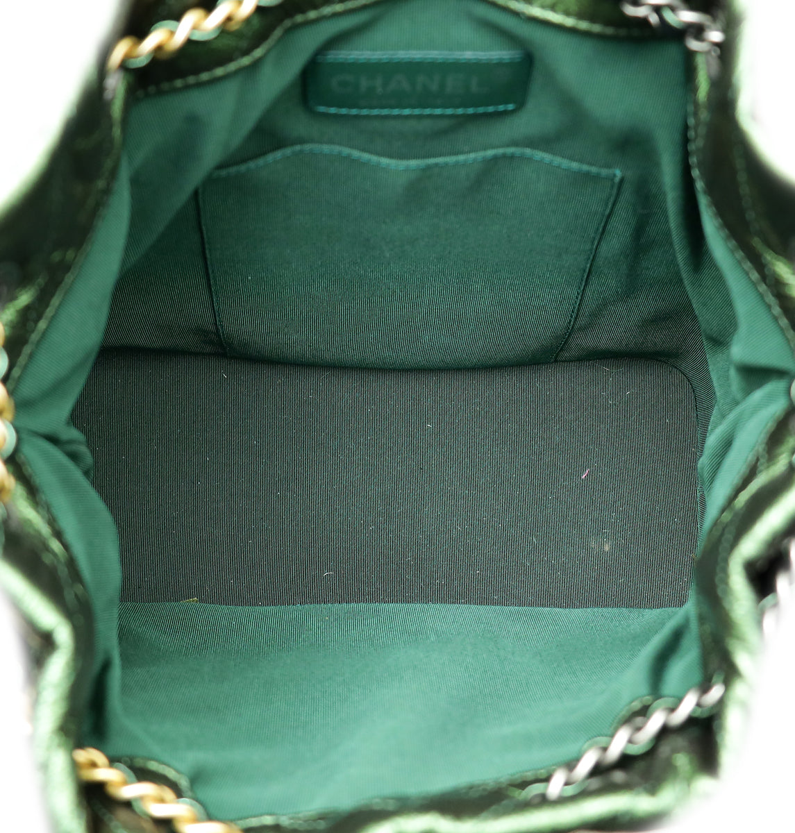 Chanel Metallic Green CC Gabrielle Small Backpack Bag