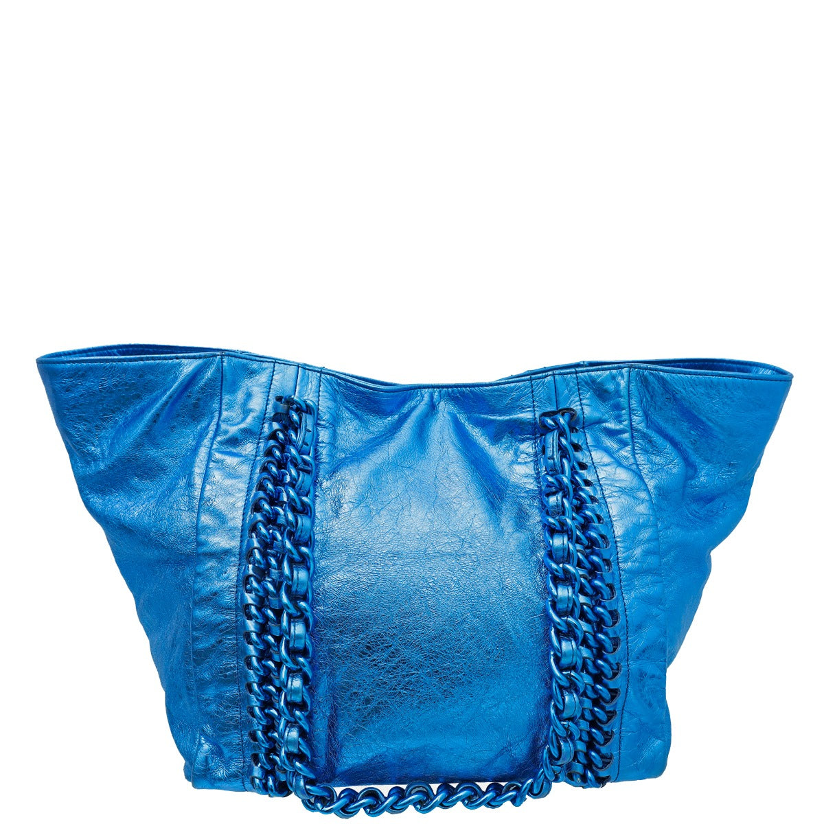 Chanel Metallic Blue Modern Chain Tote Bag