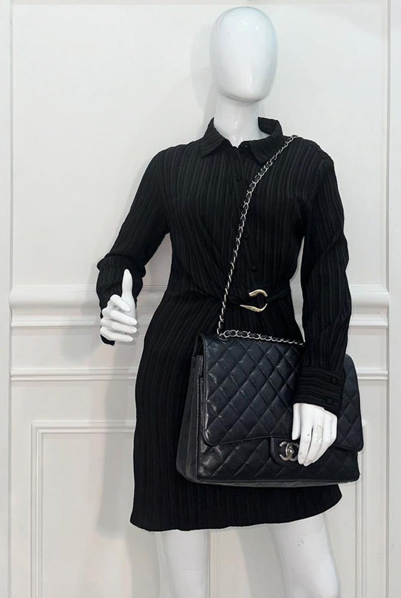 Chanel Black CC Classic Double Flap Maxi Bag