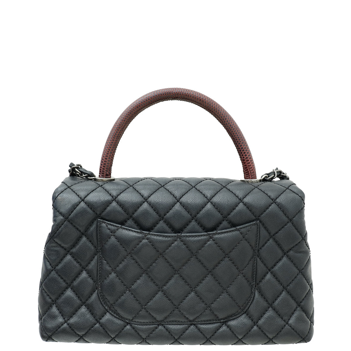 Chanel Black CC Coco Handle Lizard Top Handle Bag