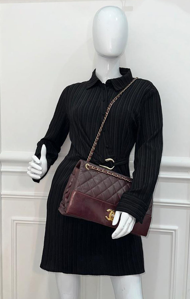 Chanel Burgundy CC Soft Elegance Jumbo Flap Bag