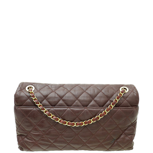 Chanel Burgundy CC Soft Elegance Jumbo Flap Bag