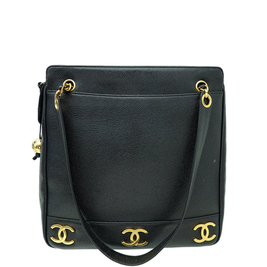 Chanel Black CC Triple Coco Tote Bag