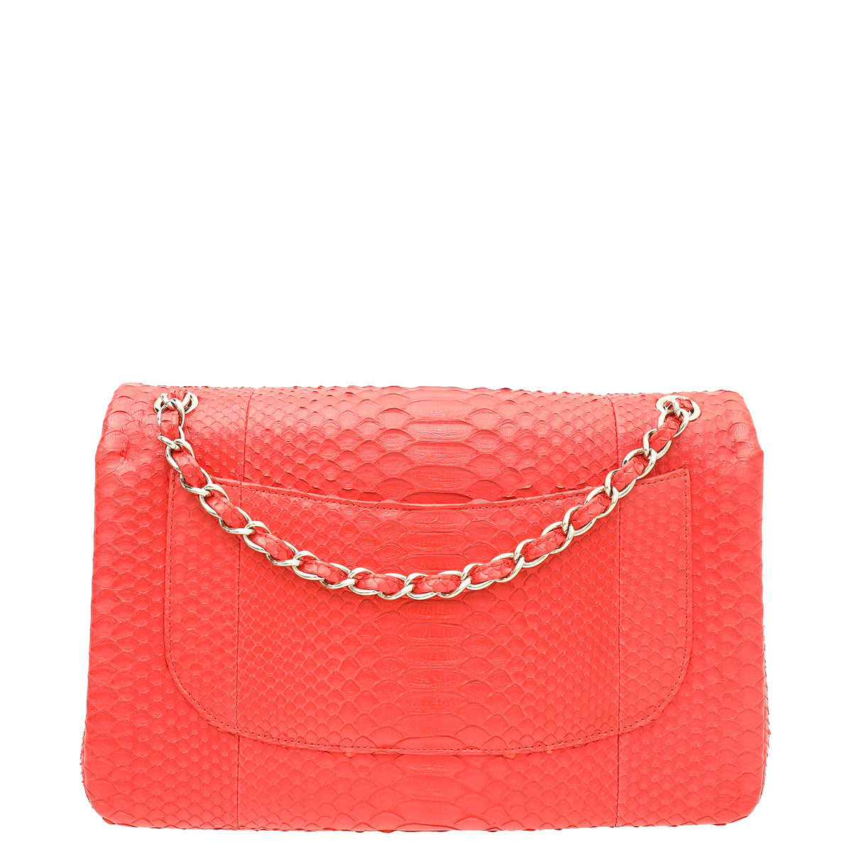 Chanel Red Python Classic Double Flap Jumbo Bag