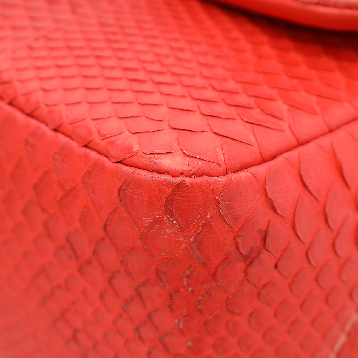 Chanel Red Python Classic Double Flap Jumbo Bag