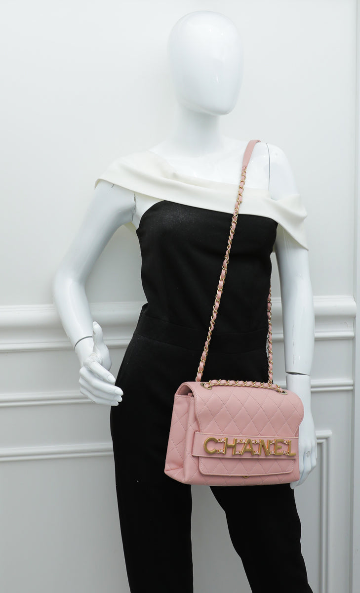 Chanel Pink Logo Enchained Flap Medium Bag