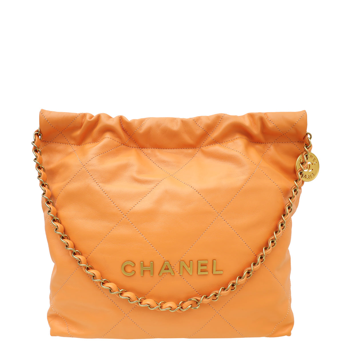 Chanel Coral Apricot 22 Shiny Small Hobo Bag