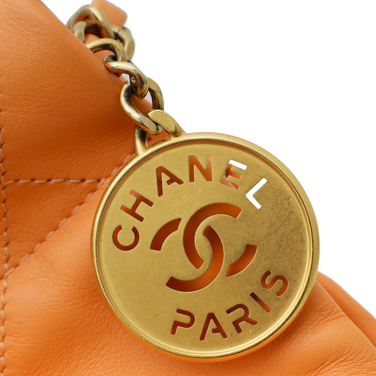 Chanel Coral Apricot 22 Shiny Small Hobo Bag