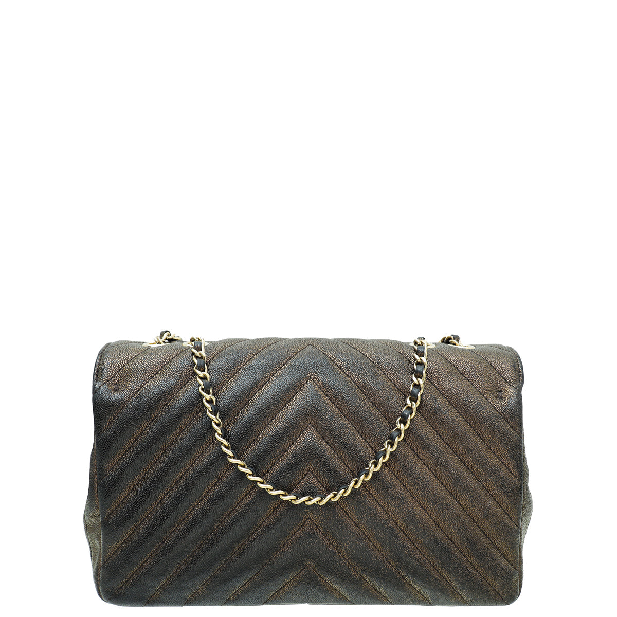 Chanel Dark Brown CC Chevron Statement Flap Bag