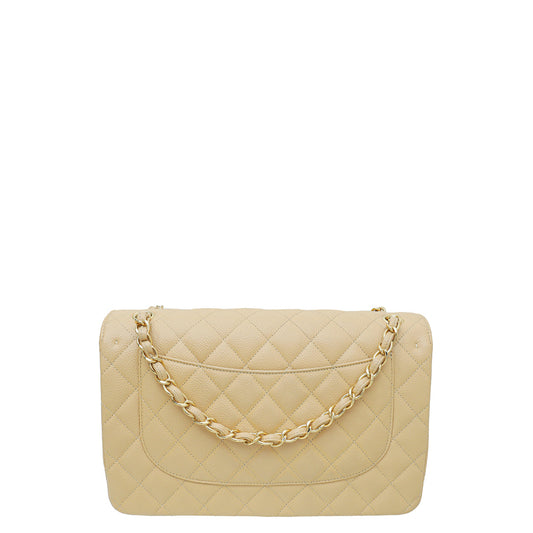 Chanel Beige CC Classic Double Flap Jumbo Bag