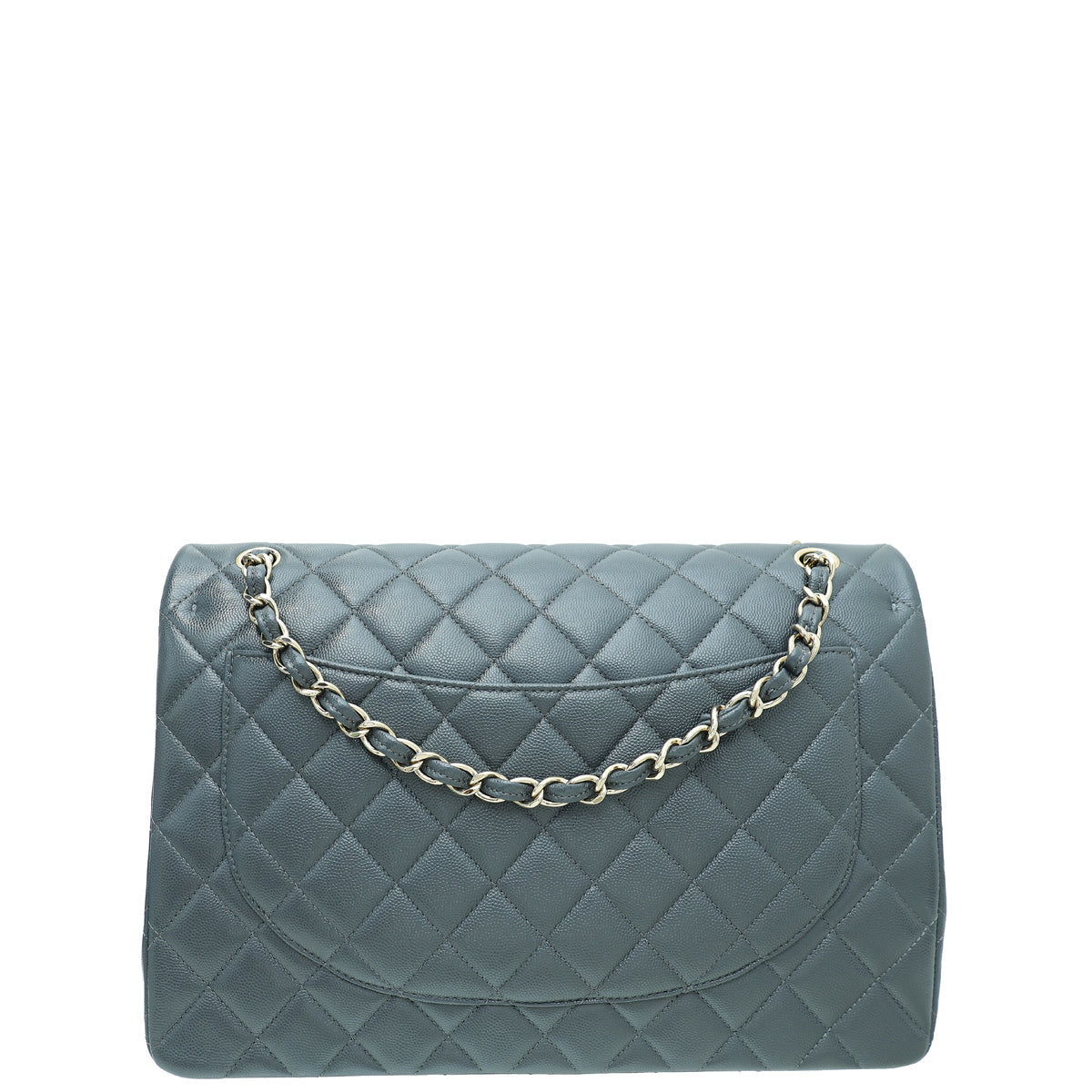 Chanel Grey CC Classic Double Flap Maxi Bag