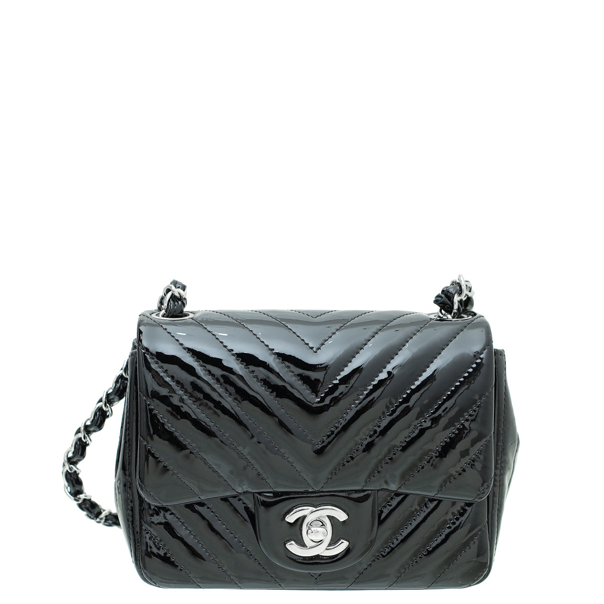 Chanel Black CC Chevron Mini Square Flap Bag