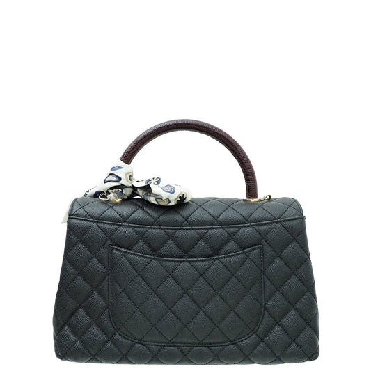 Chanel Black CC Coco Handle Flap Bag W/ Twilly