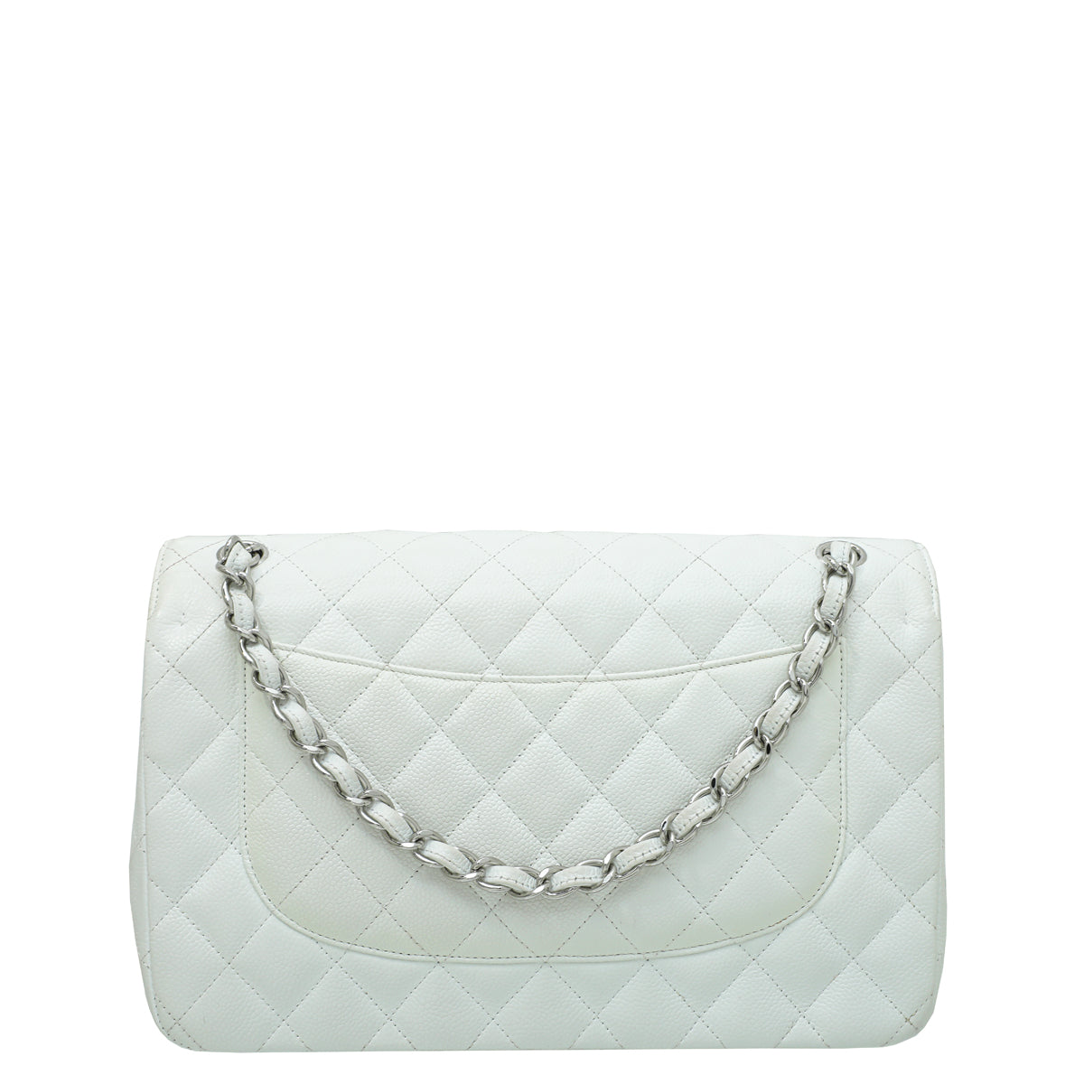 Chanel White Classic Double Flap Jumbo Bag