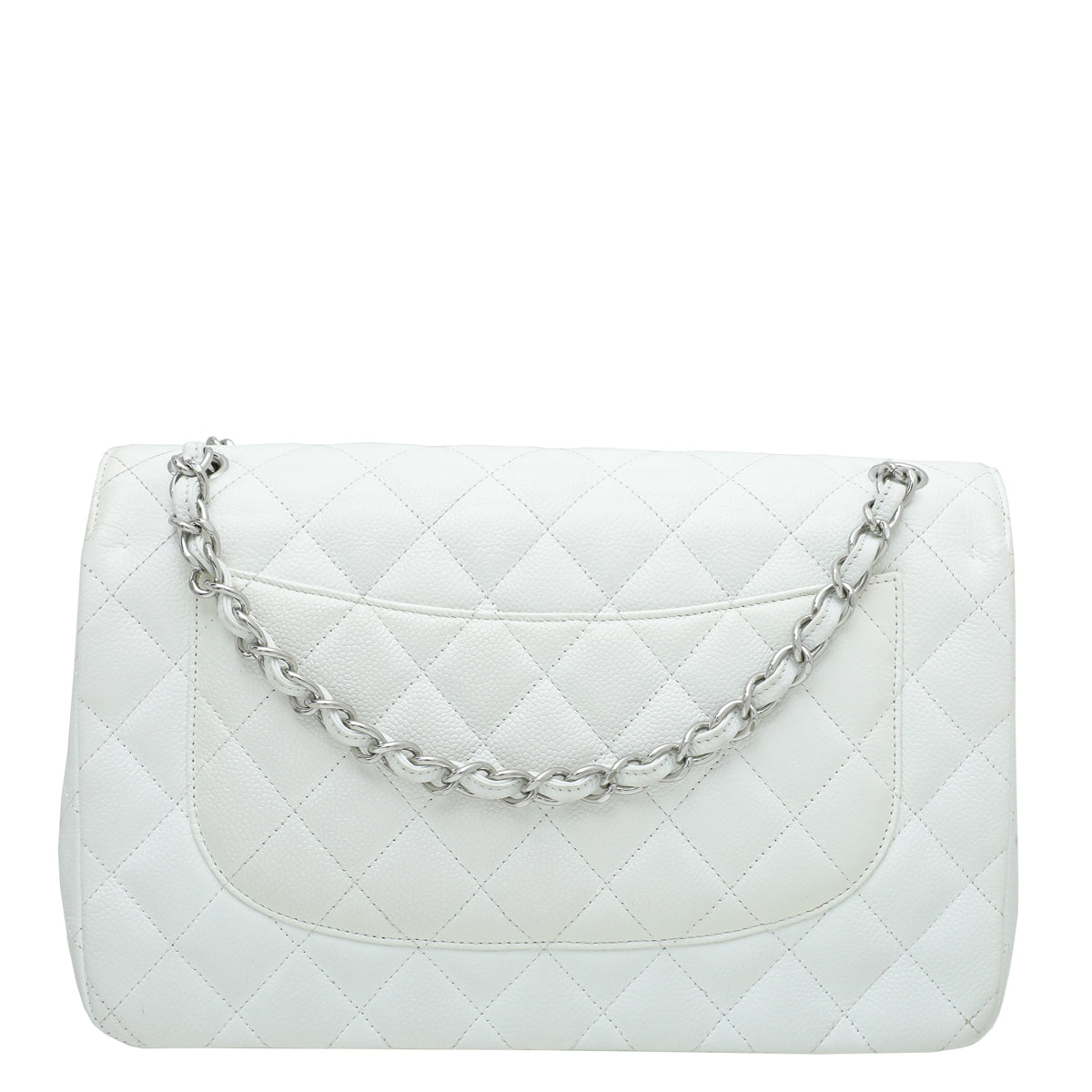 Chanel White CC Classic Double Flap Jumbo Bag