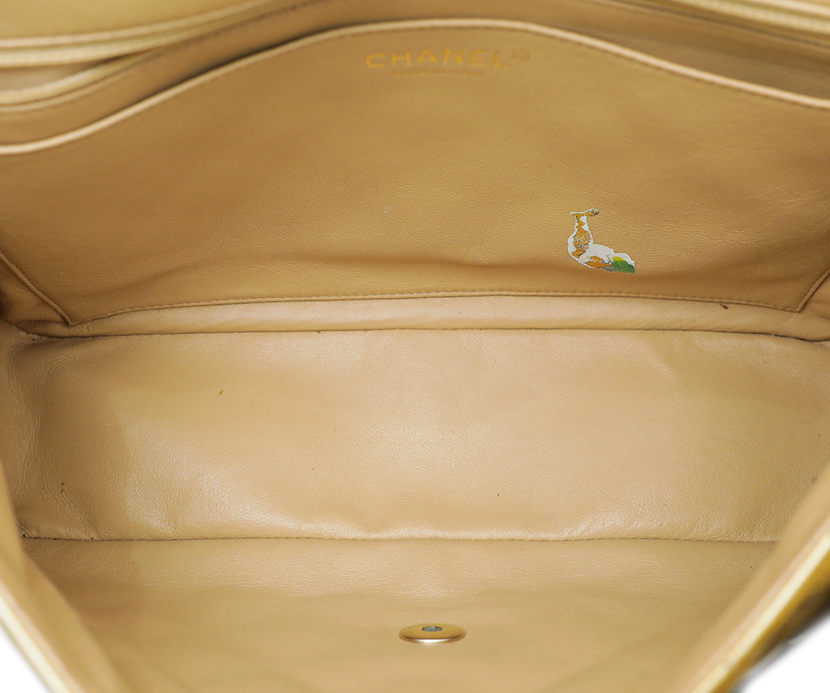 Chanel Yellow Gold CC Single Flap Jumbo Bag