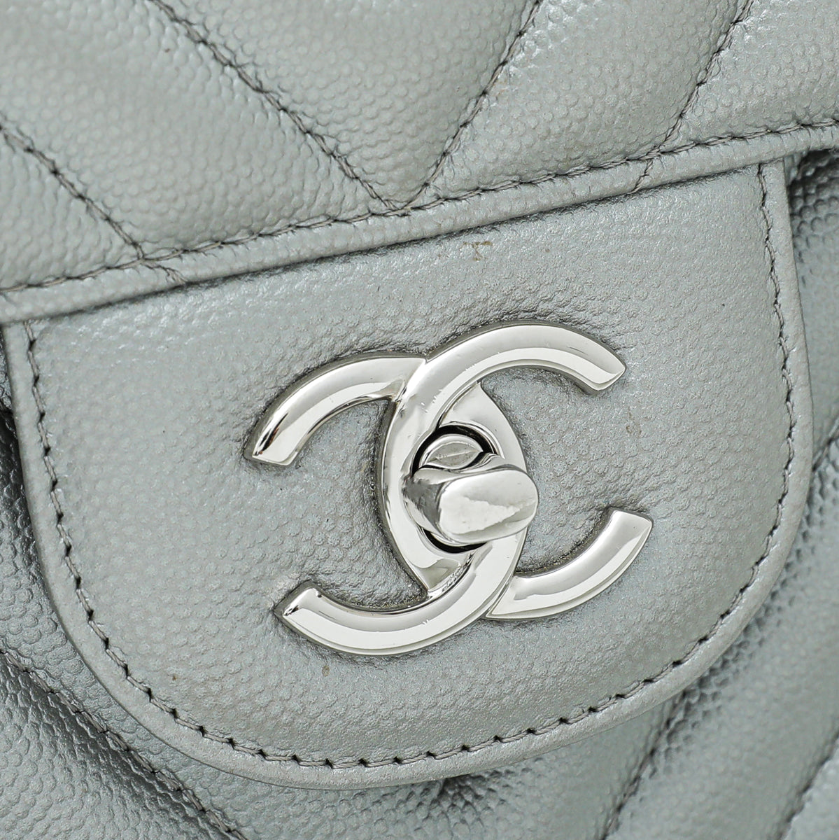 Chanel Grey CC Classic Chevron Double Flap Jumbo Bag