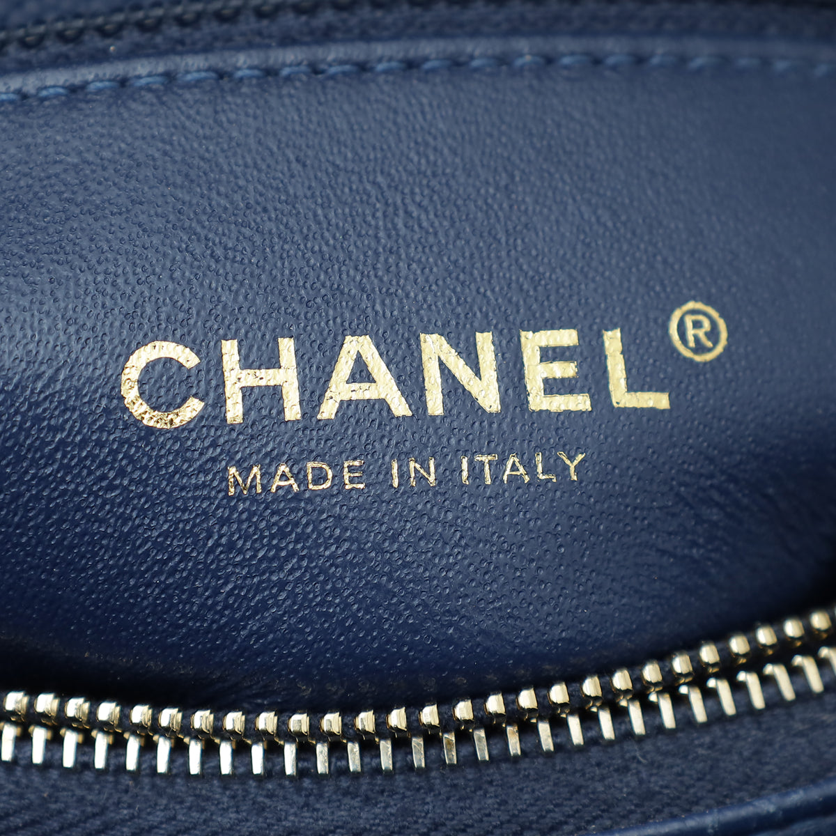 Chanel Navy Blue CC Coco Handle Lizard Touch Small Bag