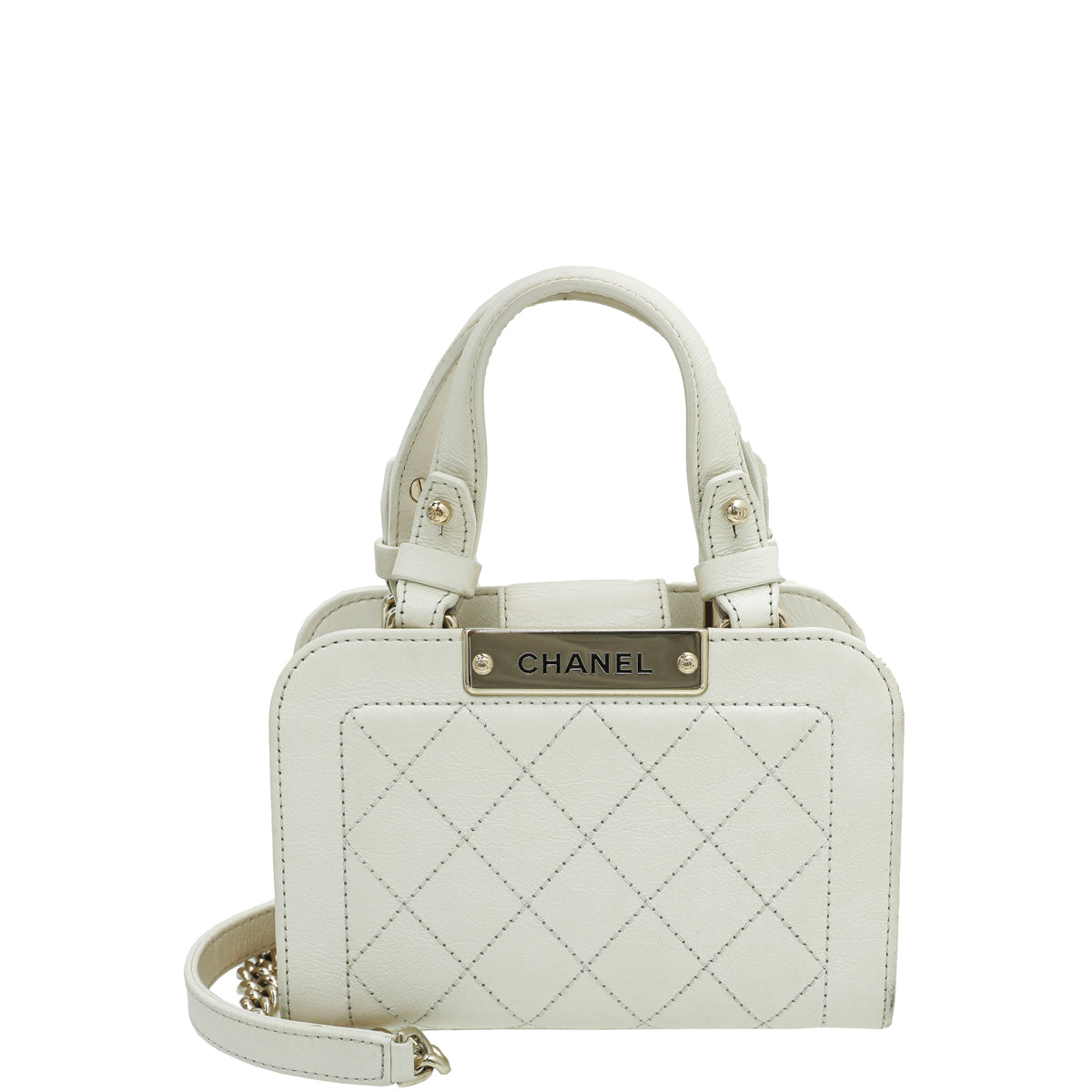 Chanel Off White Click Label Shopping Small Bag