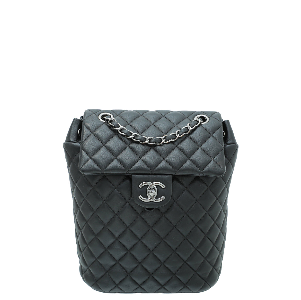 Chanel Black CC Flap Drawstring Backpack Bag