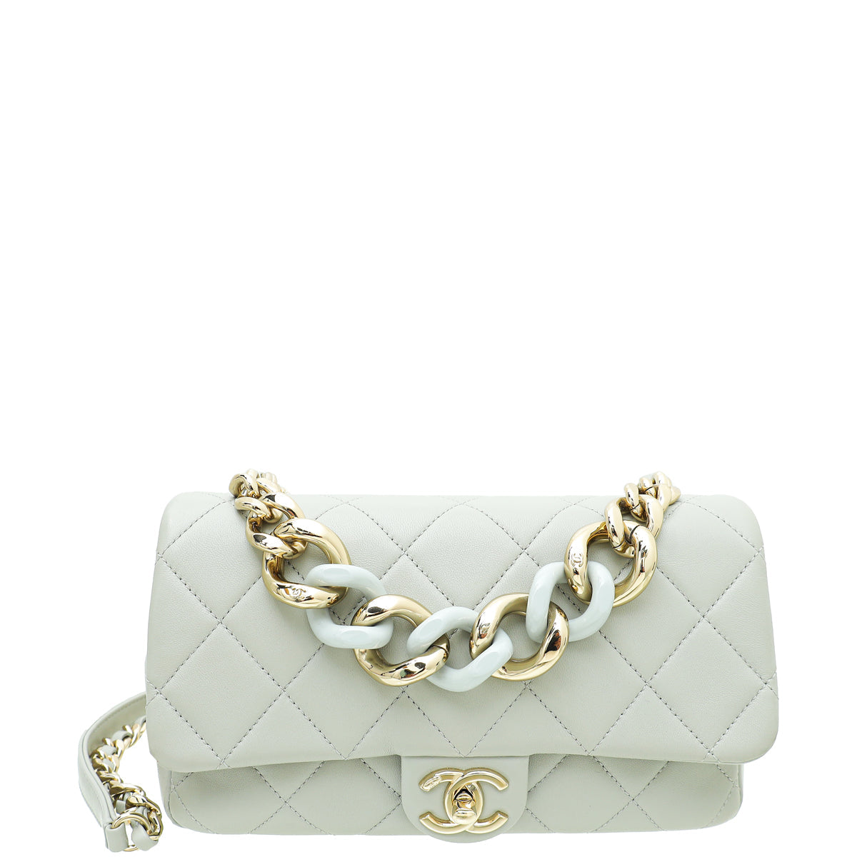 Chanel Grey CC Resin Bi-Color Chain Flap Bag