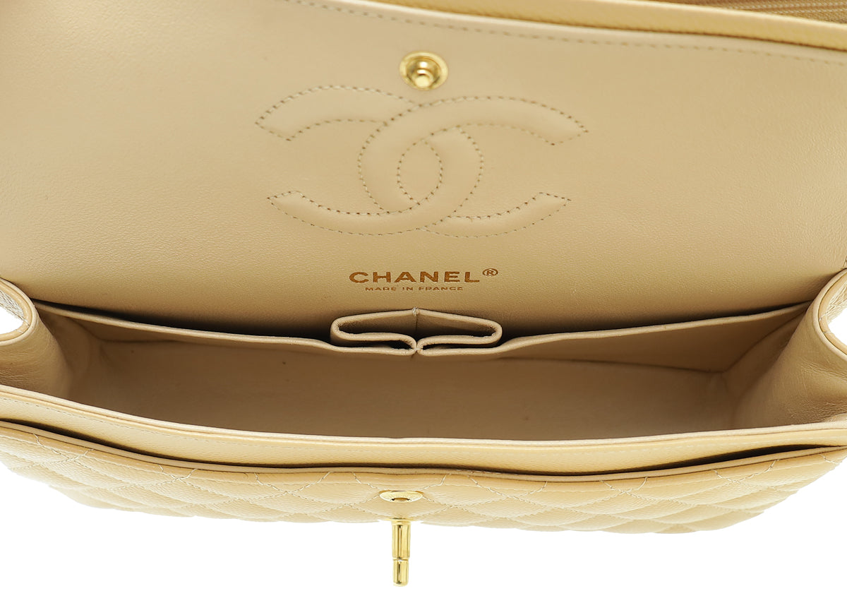 Chanel Beige Classic Double Flap Medium Bag