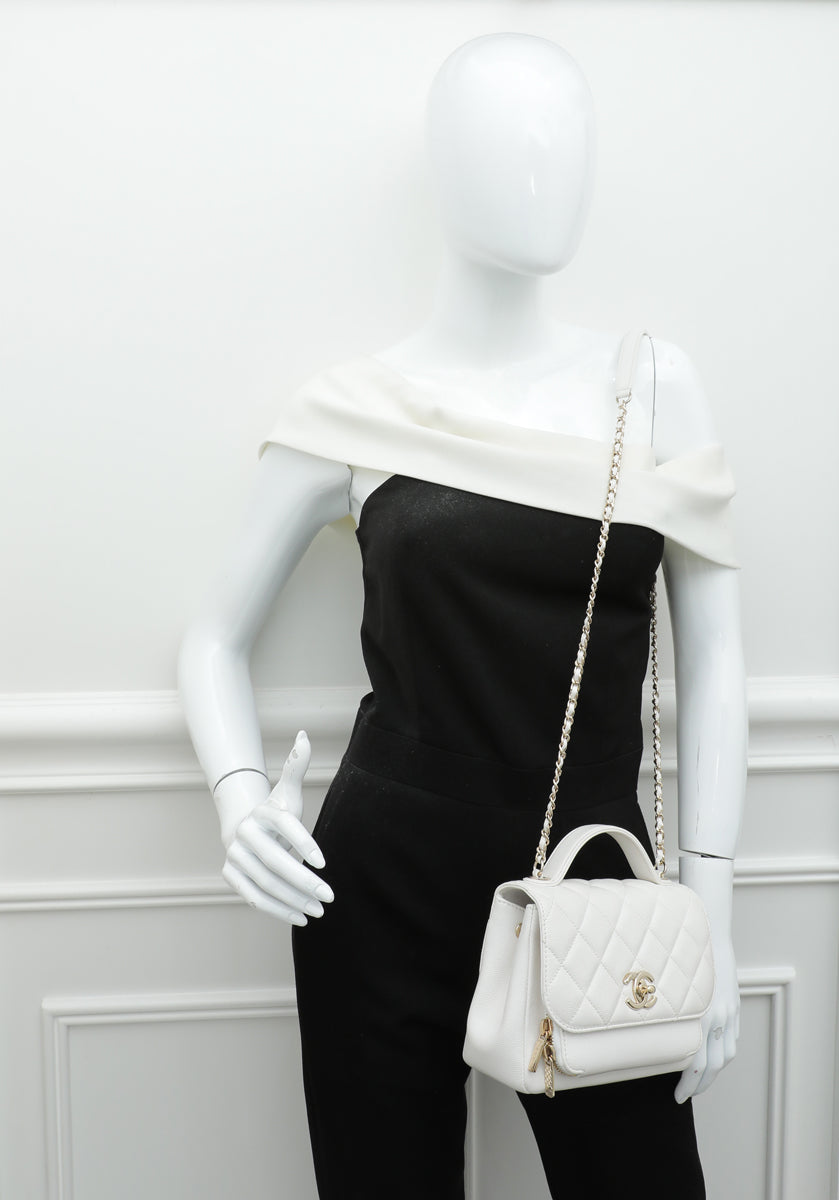 Chanel White CC Business Affinity Small Bag