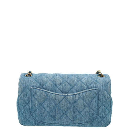 Chanel Blue Denim CC Pearl Crush Mini Rectangular Flap Bag