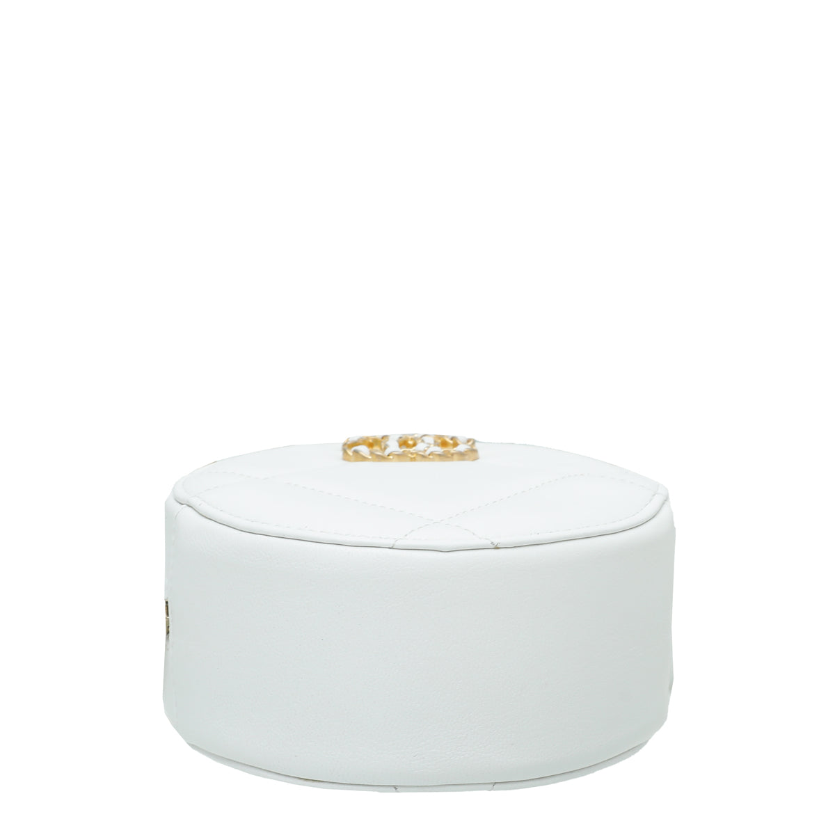 Chanel White CC 19 Round Mini Clutch With Chain