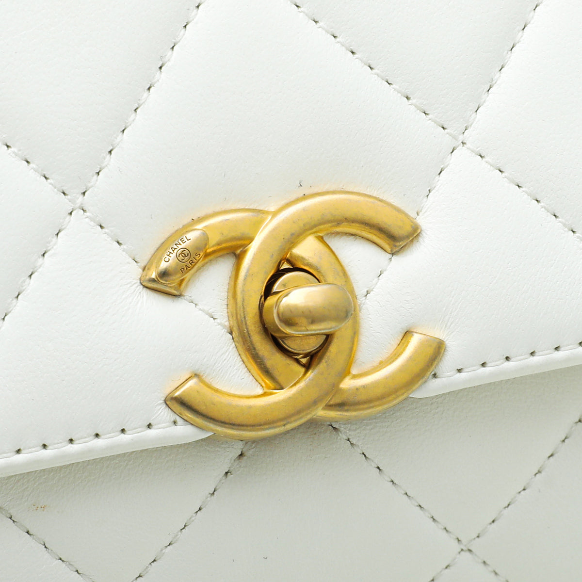 Chanel White Crystal Logo Chain Flap Small Bag