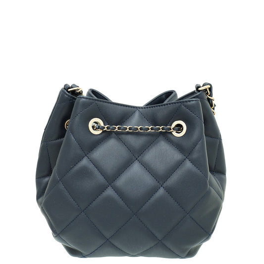 Chanel Navy CC Dweller Drawstring Bucket Bag