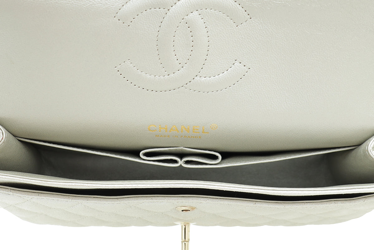 Chanel CC Metallic Champagne Double Flap Medium Bag