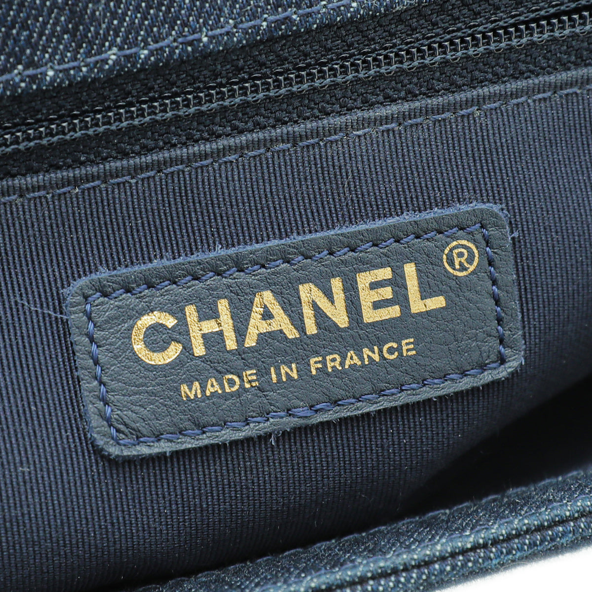 Chanel Navy Blue Le Boy Denim Tweed New Medium Bag