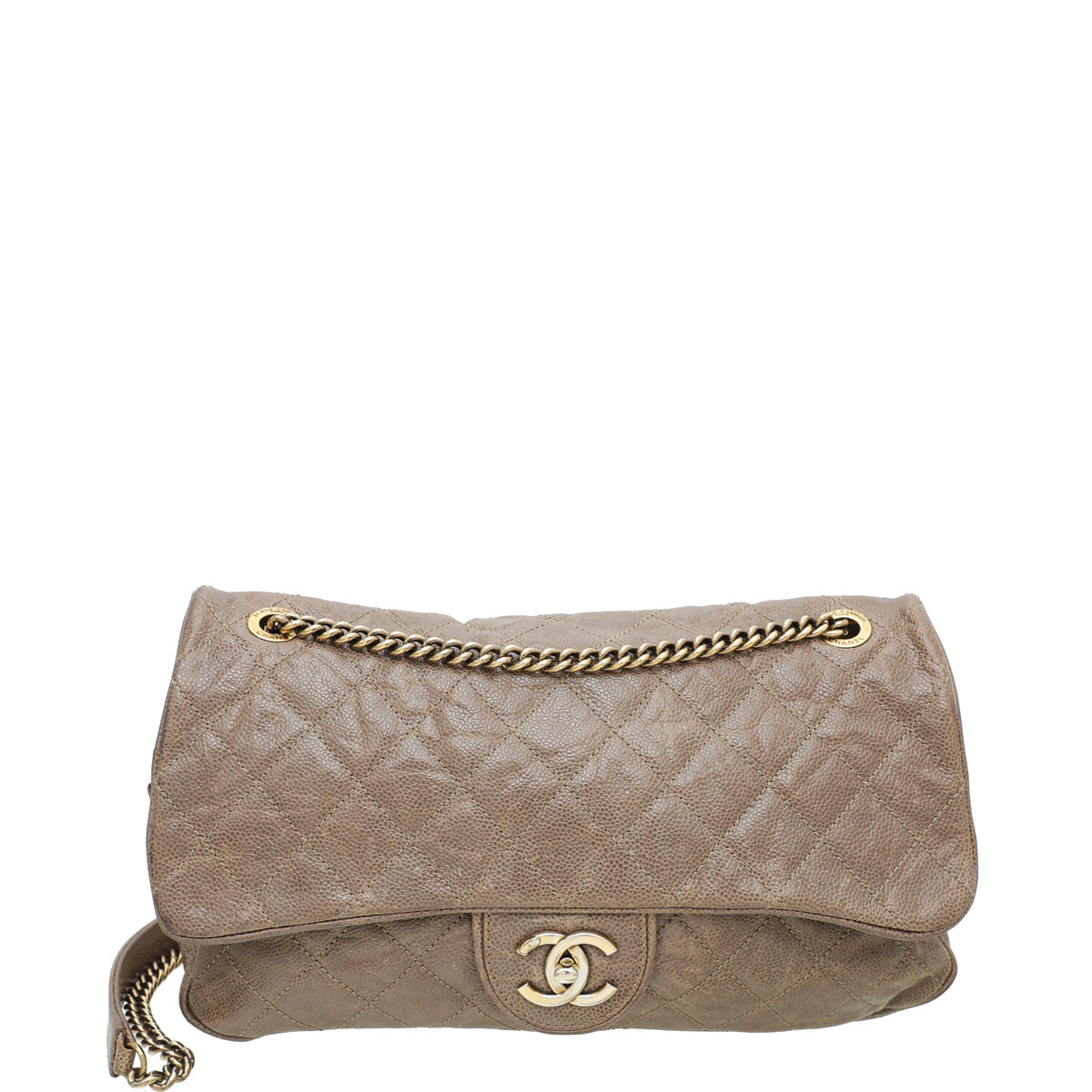 Chanel Brown Glazed CC Easy Flap Jumbo Bag