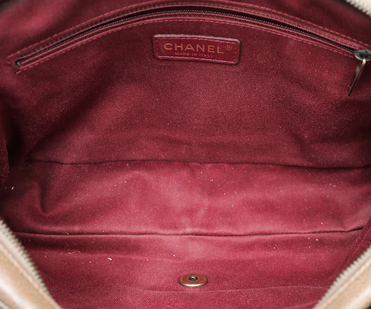 Chanel Brown Glazed CC Easy Flap Jumbo Bag