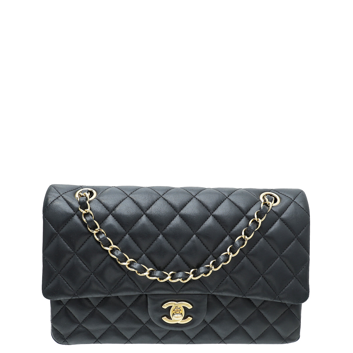 Chanel Black CC Classic Double Flap Medium Bag