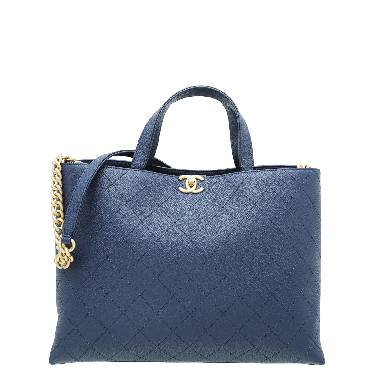 Chanel Navy Blu CC Shopping Tote Bag