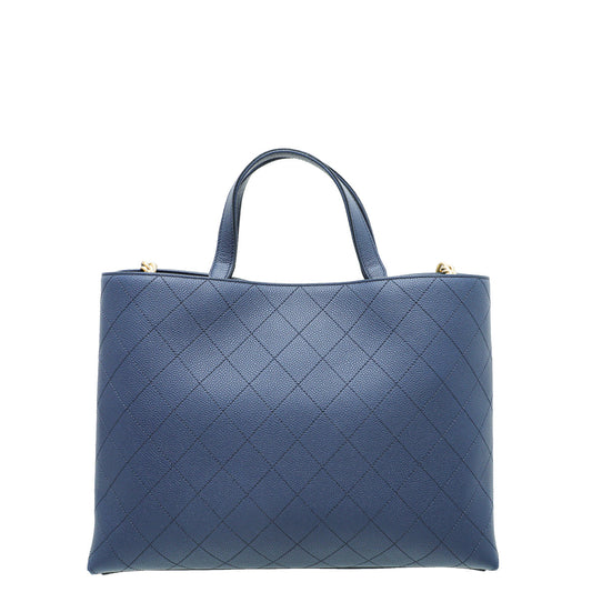 Chanel Navy Blu CC Shopping Tote Bag