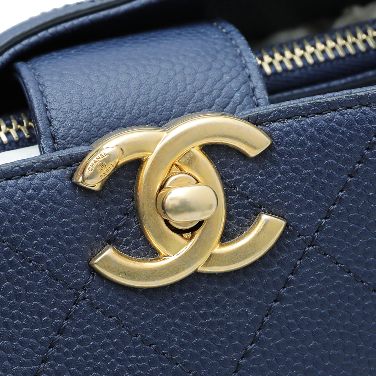 Chanel Navy Blu CC Shopping Tote Bag