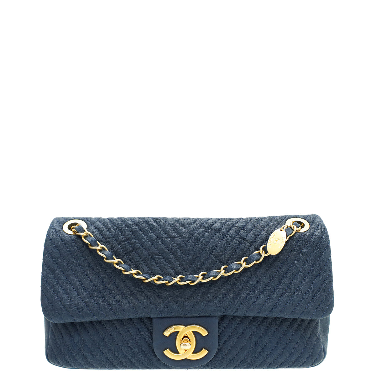 Chanel Blue Surpique Flap Medium Bag