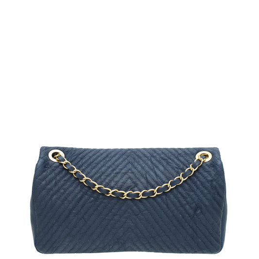 Chanel Blue Surpique Flap Medium Bag